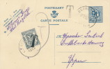 517/19 -  Entier Postal Lion Héraldique WESTROZEBEKE 1952 Vers Brasserie à YPRES - Taxé Sceau Etat à KORTRIJK - Cartes Postales 1951-..