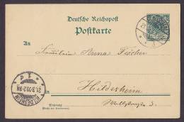 Deutsche Reichs-Post Postal Stationery Ganzsache Entier 5 Pf Postkarte CLAUSTHAL 1900 To HILDESHEIM (2 Scans) - Tarjetas