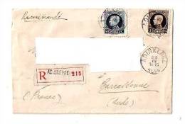 Enveloppe Vers Carcassonne 1925 Recommandé ADINKERKE Vieux Timbres  V° Sergent Jockin RCF.militaria Cie Du Parc - Covers & Documents