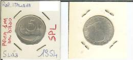 Repubblica Italiana: 5 Lire 1954 Con Firma Dell´ Incisore A 1 Mm Dal Bordo (SPL) - 5 Lire