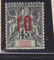 GRANDE COMORE N° 27 10 S 45 NOIR S VERT TYPE ALLÉGORIQUE NEUF AVEC CHARNIÈRE - Altri & Non Classificati