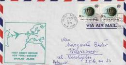 ONU ~ 1971   Enveloppe 1° Vol Aerien Pan Am   New York Varsovie - Storia Postale