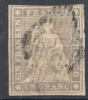 1854-62 SVIZZERA USATO STRUBEL 1 F FILO NERO UNIFICATO 31 - SZ002 - Oblitérés