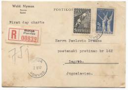 FINLAND, Suomi - Porvoo, Registered Postcard To The Croatia , 1947. - Usati