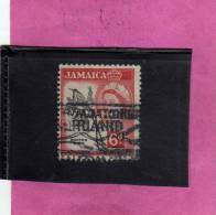 JAMAICA GIAMAICA GREAT BRITAIN GRAN BRETAGNA 1956 QUEEN ELISABETH II DOCTOR BIRD UCCELLO DOTTORE 6p USED USATO - Jamaïque (...-1961)