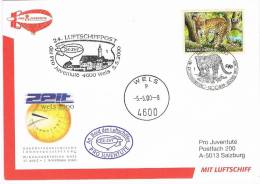 Carta WIEN (Austria), WELS, Vereinten Nationen 2000. Leopardo. Luftschiffpost - Covers & Documents