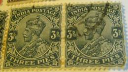 India 1911 King George V3p Pair - Used - 1911-35 King George V