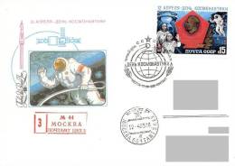 Space USSR 1985 Stamp FDC (Moscow) Cosmonautic Day Gone Post REGISTERED - Russie & URSS