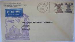 PAN AMERICAN FIRST CLIPPER FLIGHT CALCUTTA-LONDON WITH ORGINAL INSERT 1947 -SCARCE - Briefe U. Dokumente