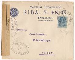 Lettre Barcelona 1916 à Destination Paris + Censure 451 - Storia Postale