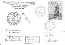 8689  MARION DUFRESNE - OP 87-1 - St PAUL&AMSTERDAM - Brieven En Documenten