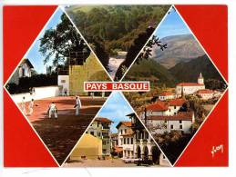 Ascain, La Place - Vue Générale D´Itxassou- Partie De Pelote à Chistera - Le Pas De Roland Sur La Nive - Paus Basque - Ascain