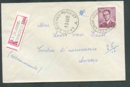 N°1072 - 8Fr.50 Baudouin Marchand  Obl. Sc LA CALAMINE-NEU-MORESNET S/L. Recommandée Du 9-03-1959 Vers Anvers  - 7993 (c - 1953-1972 Lunettes