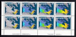 Canada MNH Scott #893a Block Of 8 17c Maps Of Canada 1867 To 1949 - Canada Day - Ganze Bögen
