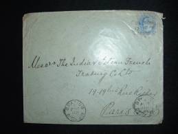 LETTRE POUR LA FRANCE TP 2 A OBL. 24 JL 09 BOMBAY + ARRIVEE OBL. MECANIQUE BD SEULS 3 PARIS 3 DISTRIBON - 1902-11  Edward VII