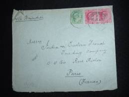 LETTRE POUR LA FRANCE VIA BRINDISI TP 1 A X2 +1/2 A OBL. 15 JL 09 CALCUTTA G.P.O. + CACHET SEAT POST OFFICE BOMBAY-ADEN - 1902-11  Edward VII