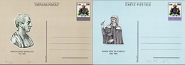 SAN MARINO 1981 - 2 CARTOLINE SERIE PERSONAGGI B.BORGHESI E SANTA RITA DA CASCIA L. 150 / 200 - FILAGRANO C50 C51 NUOVE - Interi Postali