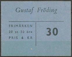 Czeslaw Slania. Sweden 1960. 100 Anniv Gustaf Fröding.  Booklet MNH. Signed. - 1951-80