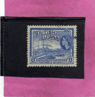 BRITISH GUIANA 1954 QUEEN ELIZABETH PICTORIAL SUGAR CANE FACTORING INDUSTRIA CANNA ZUCCHERO CENT. 8c USED USATO OBLITER - British Guiana (...-1966)