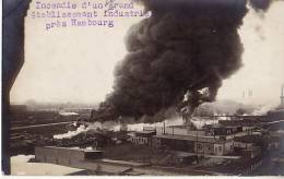 Unique CPA Photo HAMBOURG WILHEMSBURG - Incendie D'un Grand Etablissement Industriel - Wilhemsburg