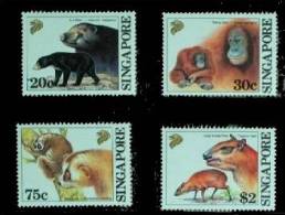 1993 Singapore Wild Mammal Animal Stamps Bear Deer Loris Monkey Orangutan - Ours