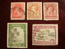 JAMAICA  1929-1932 FIVE STAMPS From Two Issues USED. - Jamaïque (...-1961)