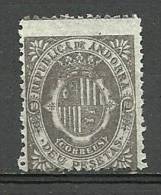 ANDORRA- NO EMITIDOS- 10 Pts. PERFORACIÓN MUY DESPLAZADA VARIEDAD Color Gris Claro El Mismo Color Del Sell1 Psa...( S.2) - Précurseurs