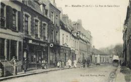 HESDIN LA RUE DE SAINT-OMER DEVANTURE EDOUARD HERBAY ANIMEE 62 - Hesdin