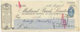 Midland Bank Cheque 20 Pounds 1932 - Andere & Zonder Classificatie