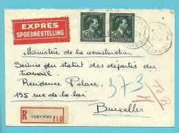 724T Op Aangetekende-EXPRES Brief Met Cirkelstempel VERVIERS - 1946 -10%