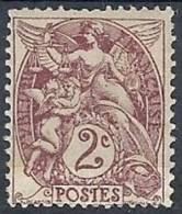 1900 FRANCIA ALLEGORIA TIPO BLANC 2 CENT MH * - FR476-3 - 1900-29 Blanc