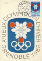 CARTE MAXIMUM  1968 JEUX OLYMPIQUES HIVER # GRENOBLE # EMBLEME OFFICIEL # DESSIN : EXCOFFON #SPORT # - Winter 1968: Grenoble