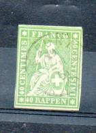 LOT 432 - SUISSE N° 40c HELVETIA Papier Mince - Fil De Soie Vert - Cote 1100,00 € - Used Stamps