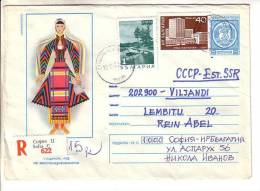 GOOD BULGARIA " REGISTERED " Postal Cover To ESTONIA 1983 - National Costume - Good Stamped: Industry - Lettres & Documents