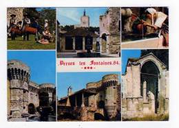 Carte Postale PERNES LES FONTAINES 1985 Tambourinaire Fontaine Cormoran Porte Villeneuve Vieux Pont Sur NESQUE Croix - Pernes Les Fontaines