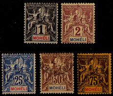 Mohéli - 1906 - Y&T - N°1*, 2*, 7(*), 8°, 13* - Autres & Non Classés