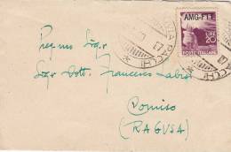 TRIESTE /  COMISO  5.4.1950 - Cover_ Lettera - Democratica  AMG-FTT   Lire 20 Isolato - Marcophilie