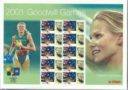2001 Goodwill Games Tatiana Grigorieva 10 X 45 Cent Stamps With Special Tags Large Sheet  Mint Unhinged - Hojas Bloque
