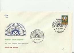 TURKEY 1982 – FDC THE THIRD TURKISH COAL CONGRESS W 1 ST OF 10 LS – ZONGULDAK MAY 10 REF179 - Cartas & Documentos