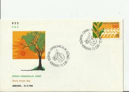 TURKEY 1984 – FDC WORLD FOREST CONSERVATION DAY  W 1 ST OF 15  LS – ANKARA  MAR 21  REF194 - Cartas & Documentos