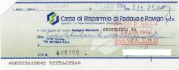 CASSA DI RISPARMIO DI PADOVA E ROVIGO /  Assegno Bancario - Sonstige & Ohne Zuordnung