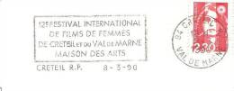 CACHET OBLITERATION FLAMME CRETEIL FESTIVAL FILM DE FEMMES ENVELOPPE 16X11 - Lettres & Documents