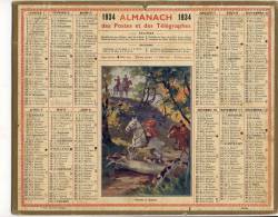 ALMANACH  DES POSTES ET DES TELEGRAPHES( 1934)   Chasse A Courre - Grossformat : 1921-40