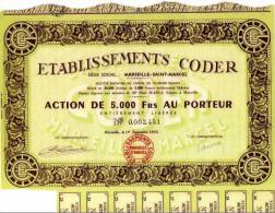 ACTION De 1951 ETABLISSEMENTS CODER MARSEILLE SAINT MARCEL - Industry