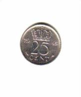 NETHERLANDS   25  CENTS  1948  (KM # 178) - 25 Cent