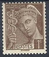 1938-41 FRANCIA TESTA DI MERCURIO 1 CENT MH * - FR534 - 1938-42 Mercure