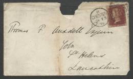 Penny Red On Envelope Looks Like Plate 148  Postmarked Chester SP 13 1875 Does Have A Chunk Out Of Envelope - Lettres & Documents