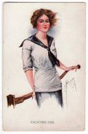 ILLUSTRATORS COURT BARBER "YACHTING GIRL" J.ST.CO. Nr. 121 OLD POSTCARD - Barber, Court