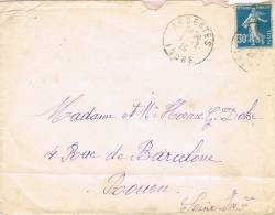 Carta ARDENTES (Indre) 1926 A Rouen - Cartas & Documentos