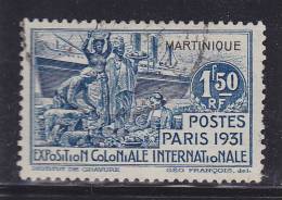 MARTINIQUE N°132 1F50 BLEU EXPOSITION COLONIALE INTERNATIONALE PARIS 1931  OBL - Andere & Zonder Classificatie